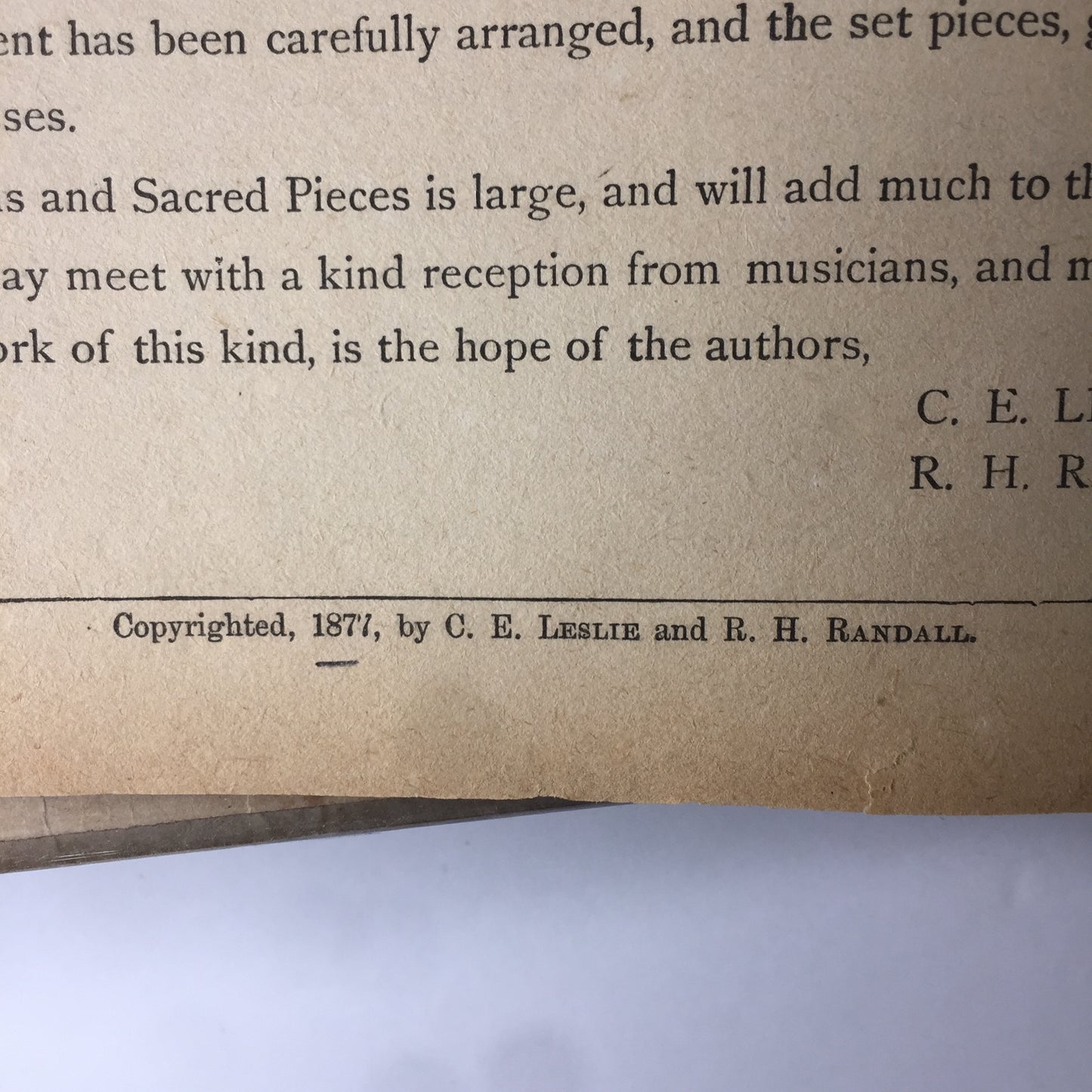 The Song Champion - Leslie and Randall - 1877
