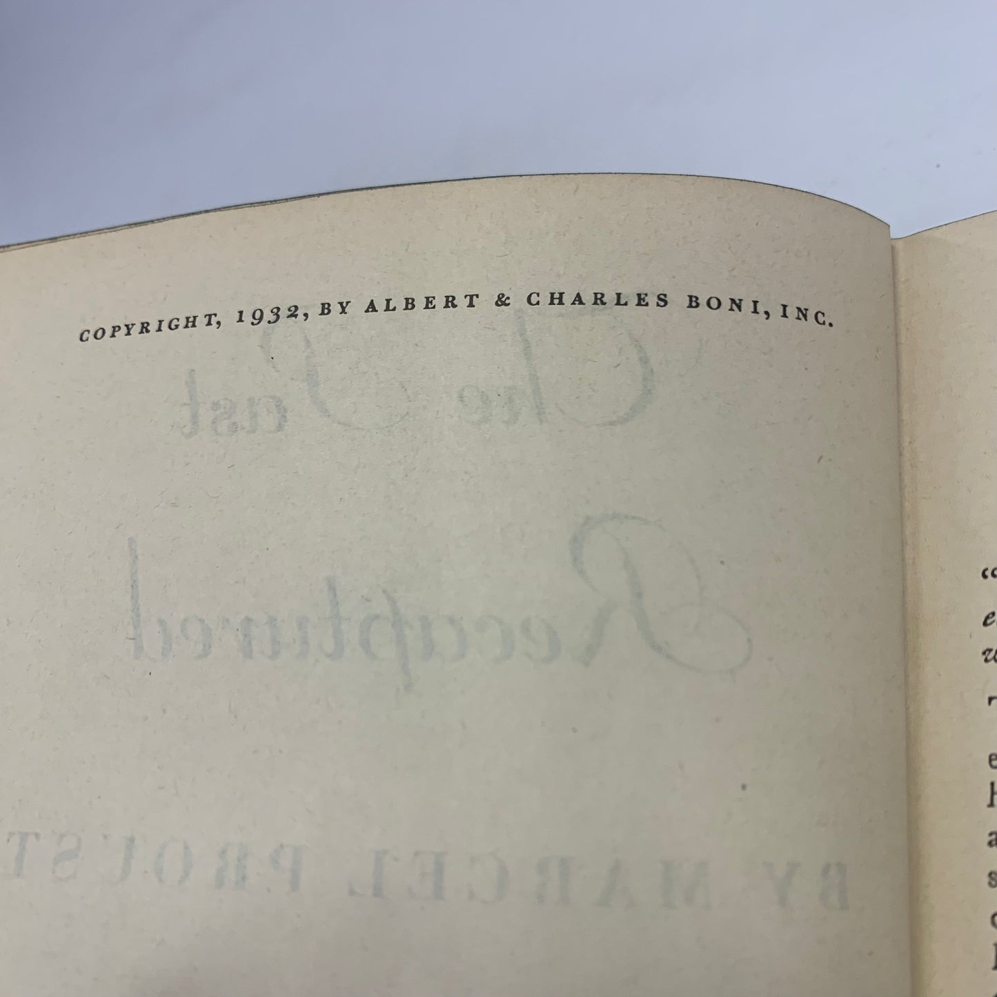 The Past Recaptured - Marcel Proust - Modern Library - 1932