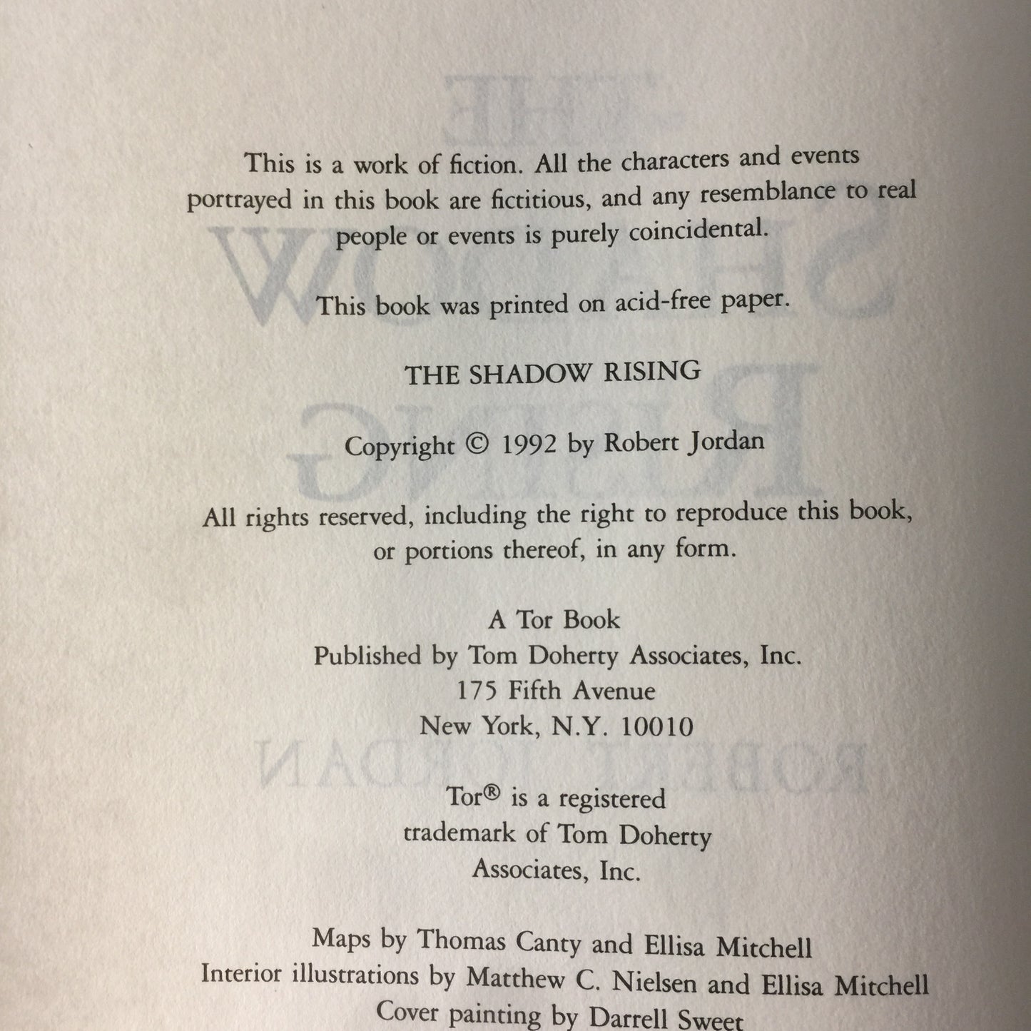 The Shadow Rising - Robert Jordan - 4th Print - 1992