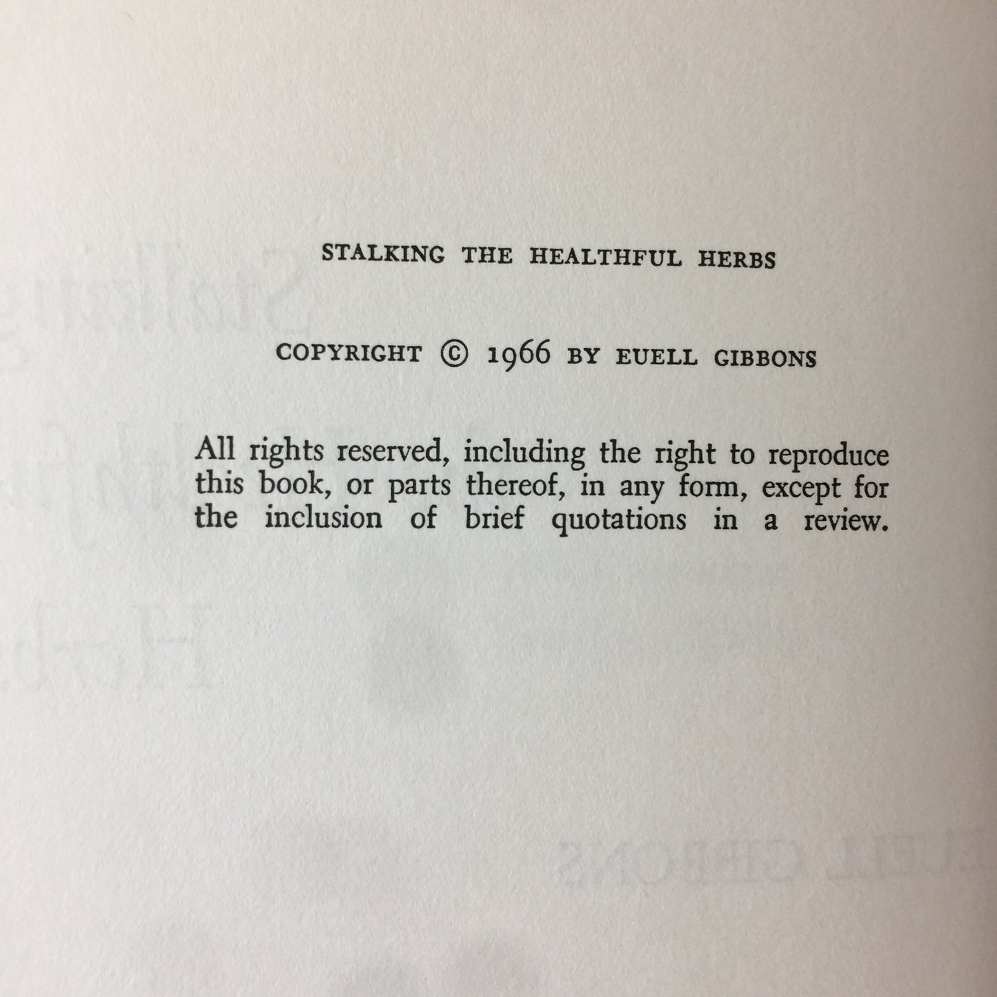 Stalking the Healthful Herbs - Euell Gibbons - 1st Edition - Illustrated - 1966