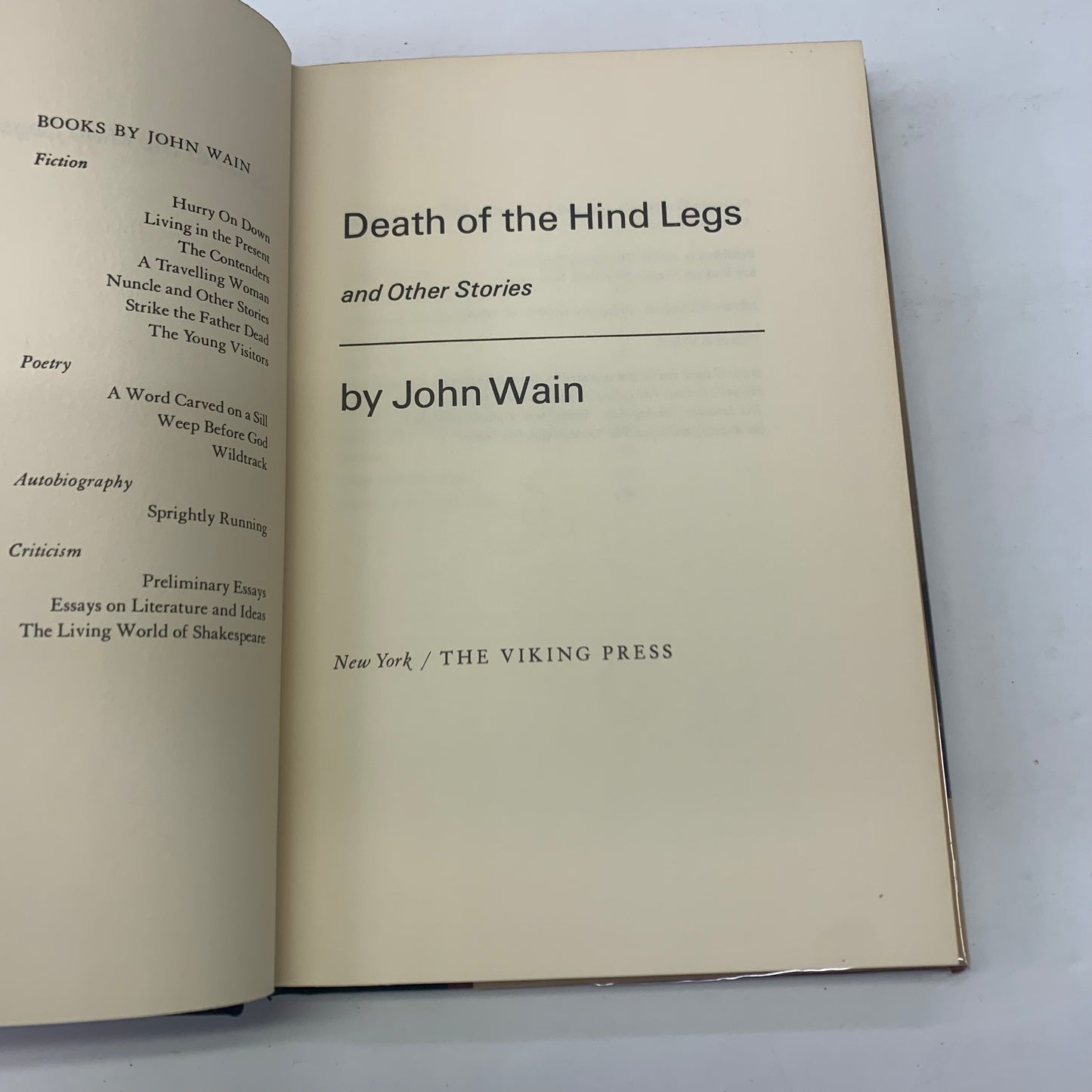 Death of the Hind Legs and Other Stories - John Wain - 1st Edition - 1966