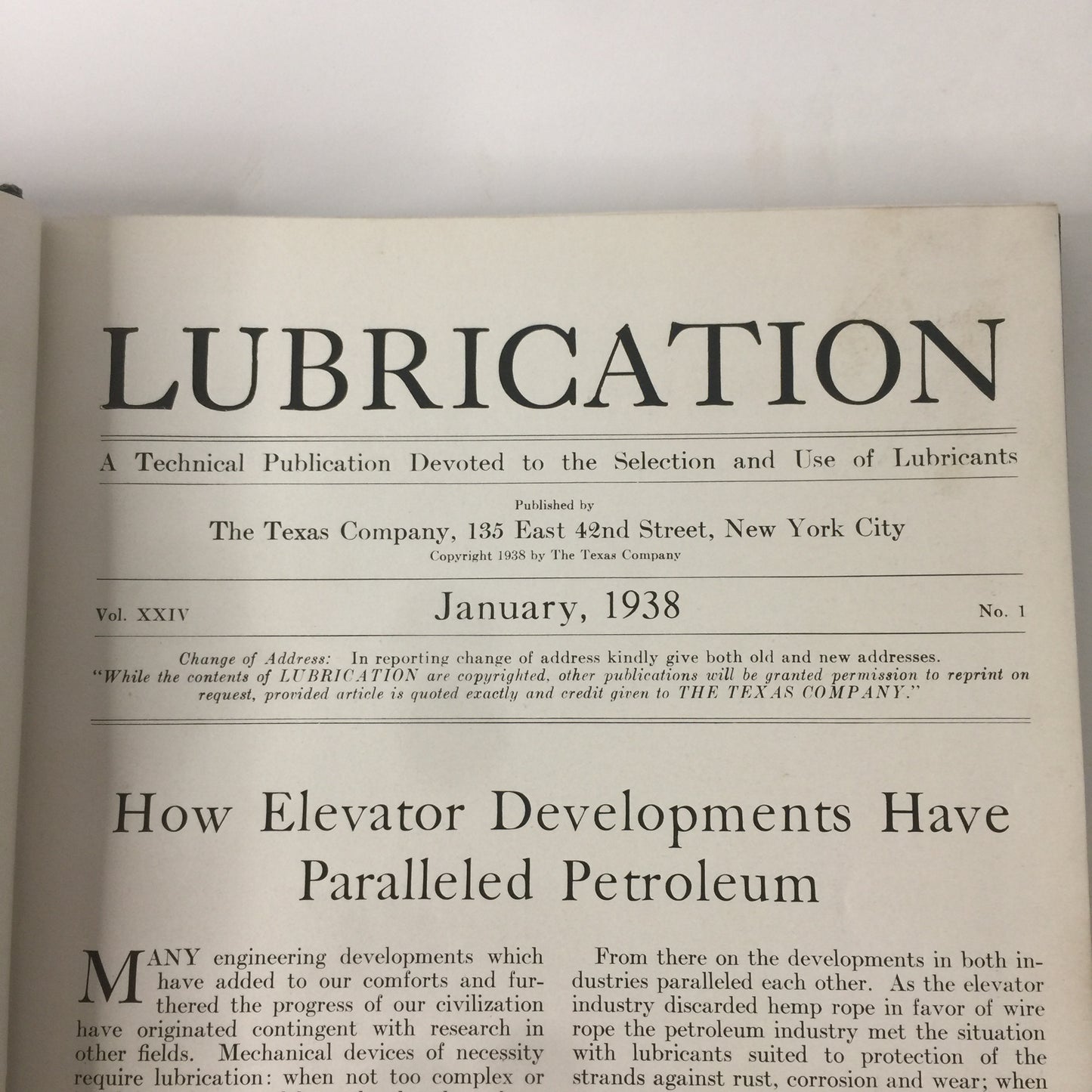 Lubrication - The Texas Company - Texaco - 1938