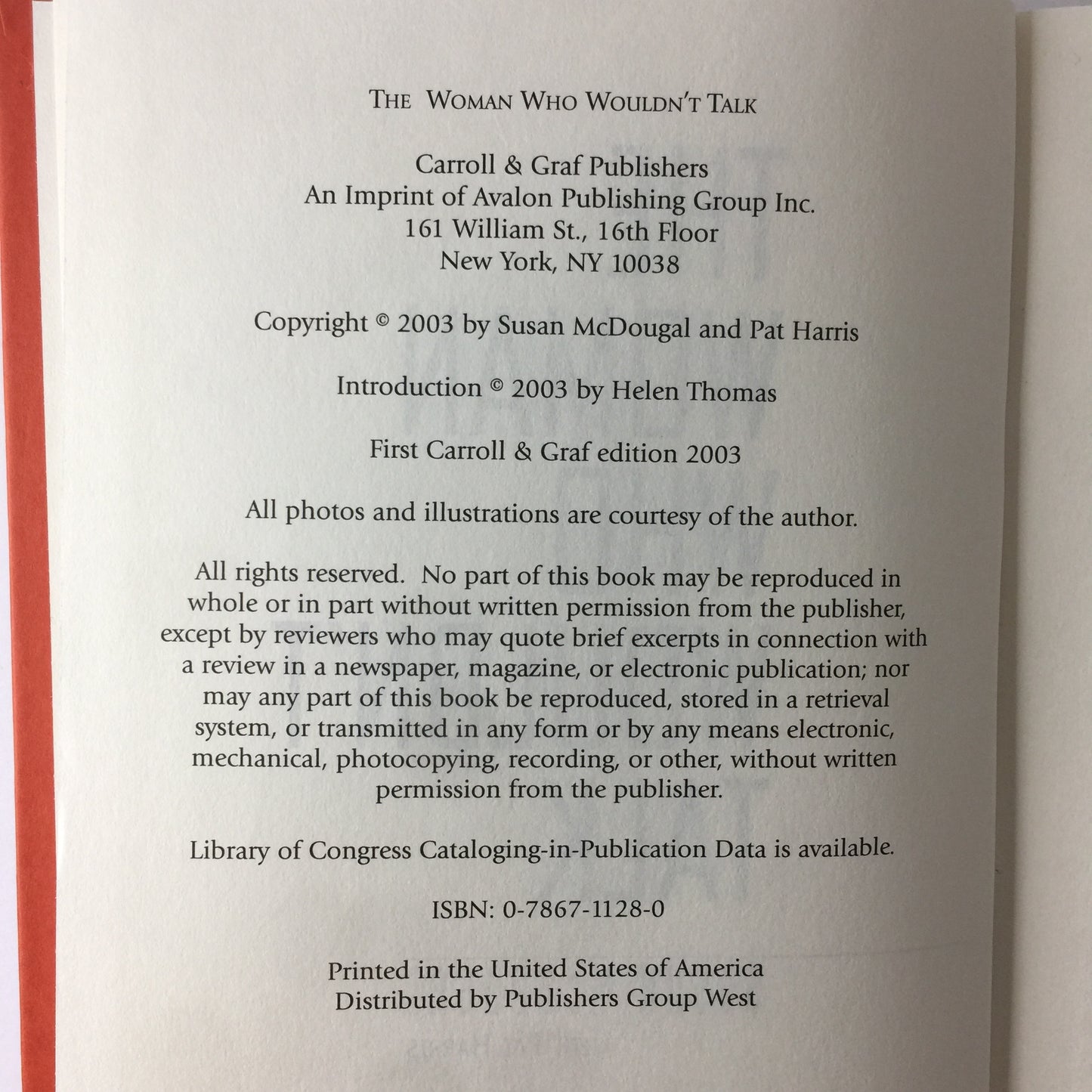 The Woman Who Wouldn’t Talk - Susan McDougal - Signed - 2003