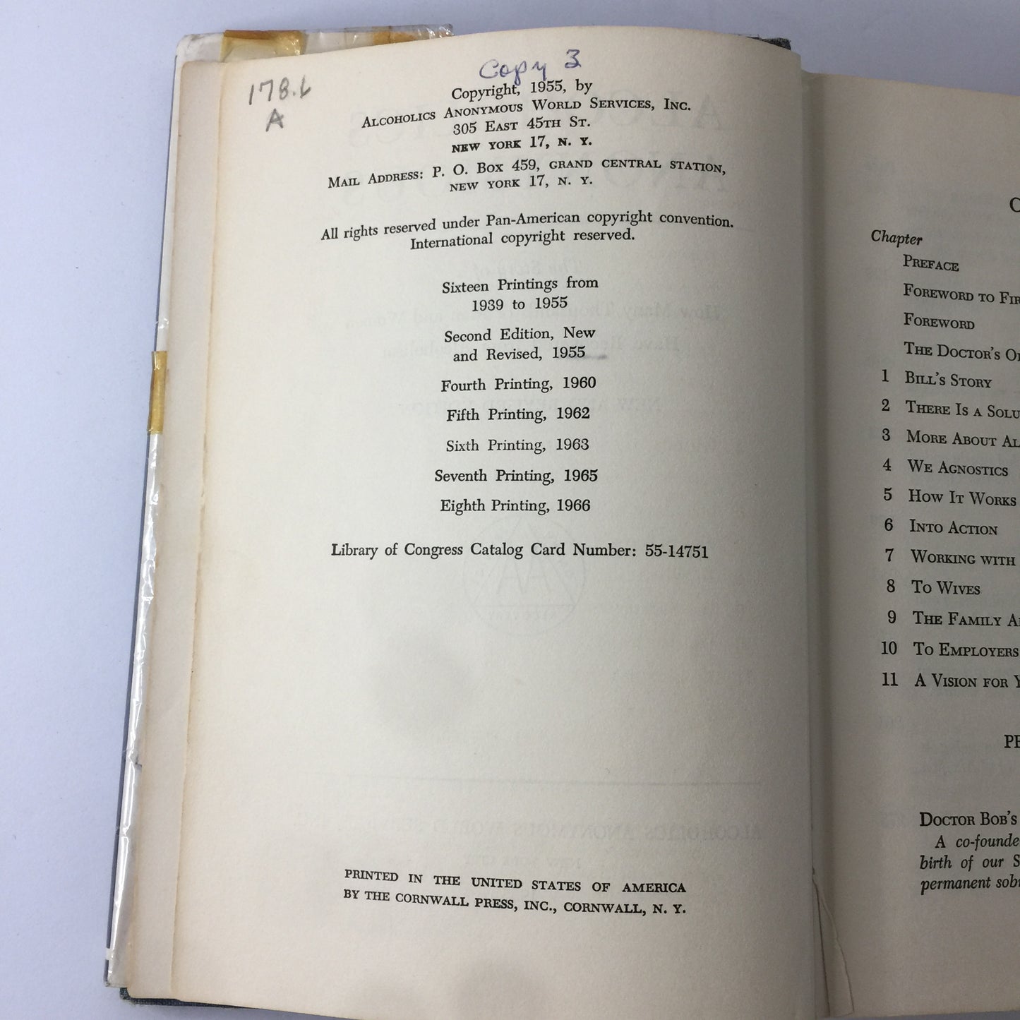 Alcoholics Anonymous - 8th Printing - 2nd Edition - 1966