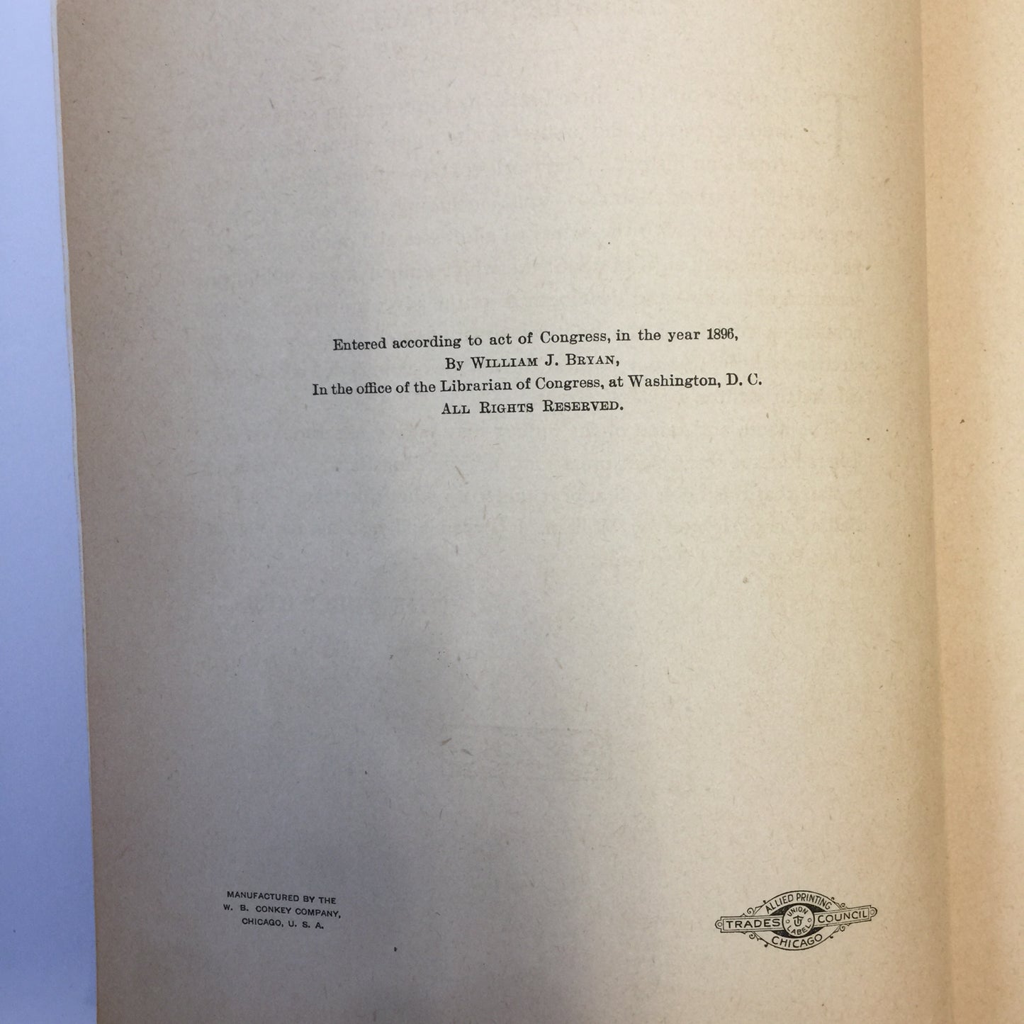 The First Battle - W. J. Bryan - 1896