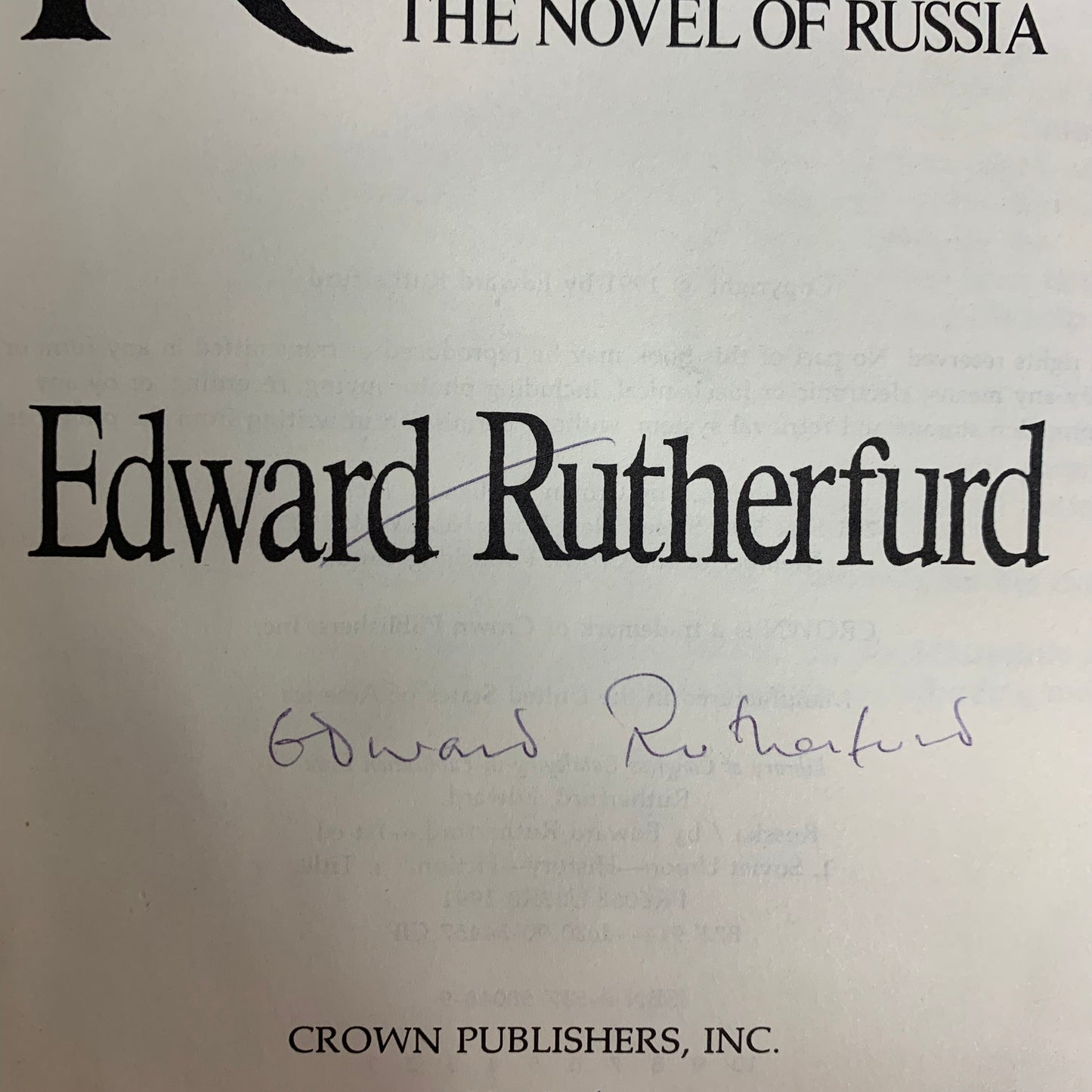 Russka: The Novel of Russia - Edward Rutherfurd - Signed - Water Damage - 1991