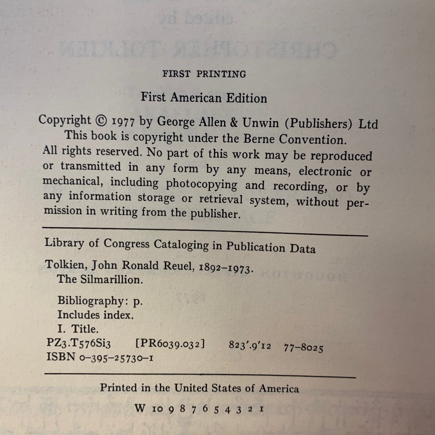 The Silmarillion - J.R.R. Tolkien - 1st American Edition - Water Damage - 1977