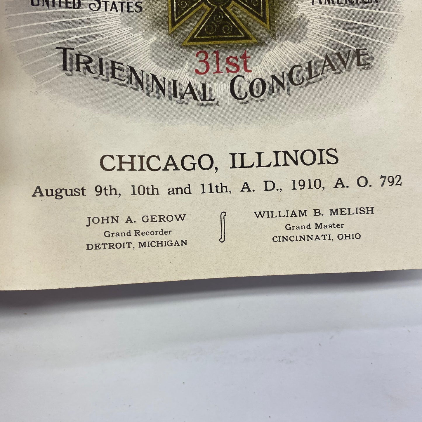 Proceedings of the Grand Encampment of Knights Templar - John A. Gerow - Chicago, Illinois - 1910