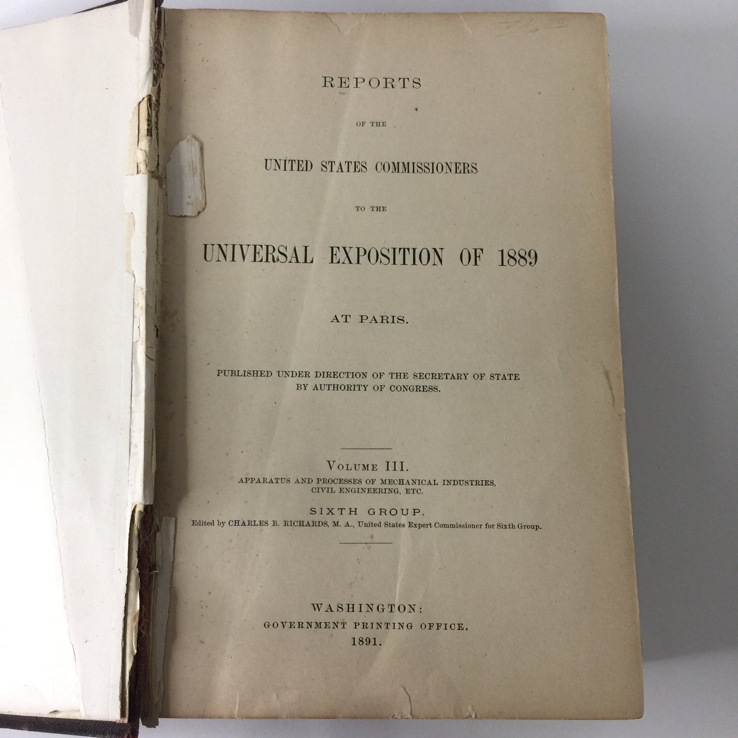 Reports of the U. S. Commissioners to the Universal Exposition of 1889 at Paris - World Fair - 1891