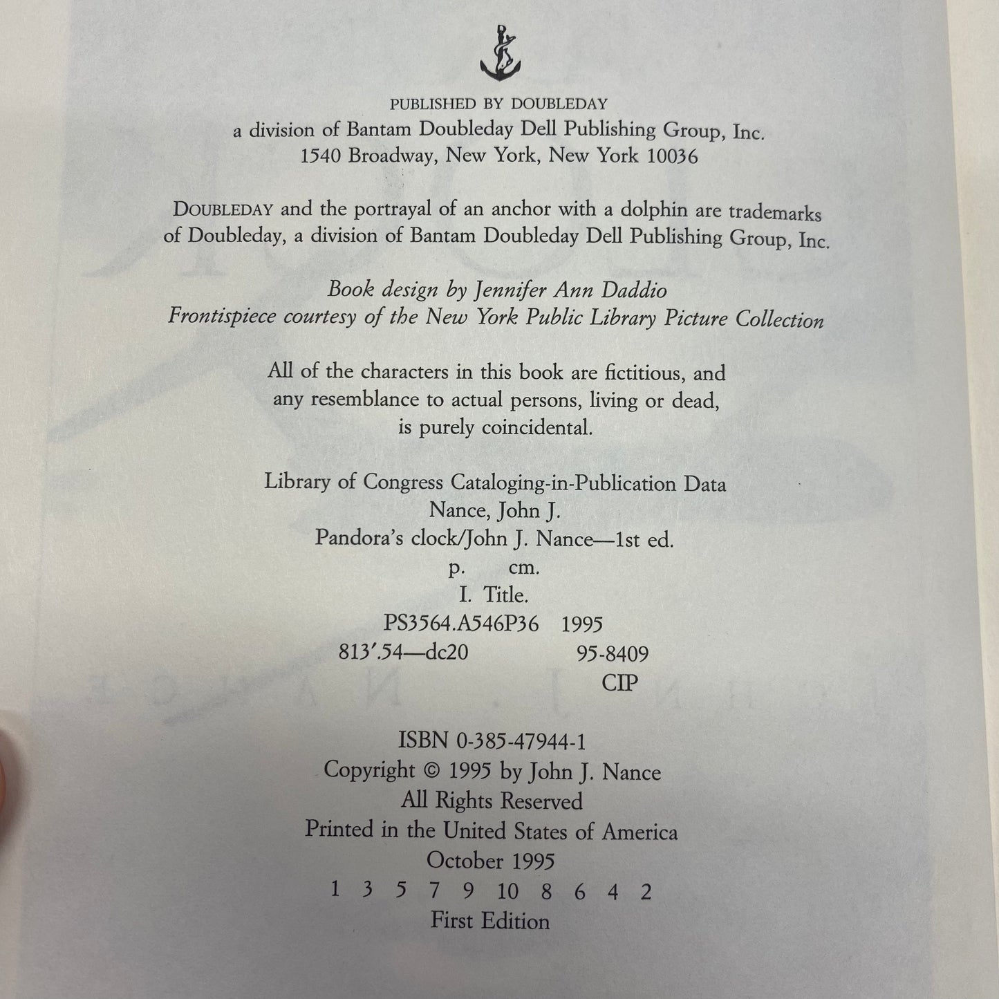 Pandora’s Clock - John J. Nance - Signed - 1st Edition - 1995