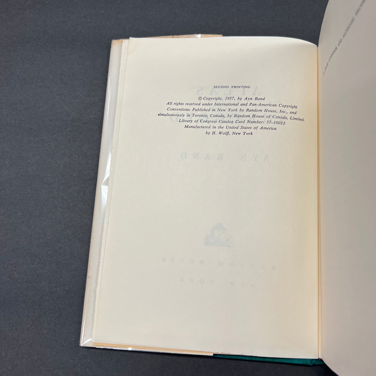 Atlas Shrugged - Ayn Rand - Second Print - First Issue Dust Jacket - 1957