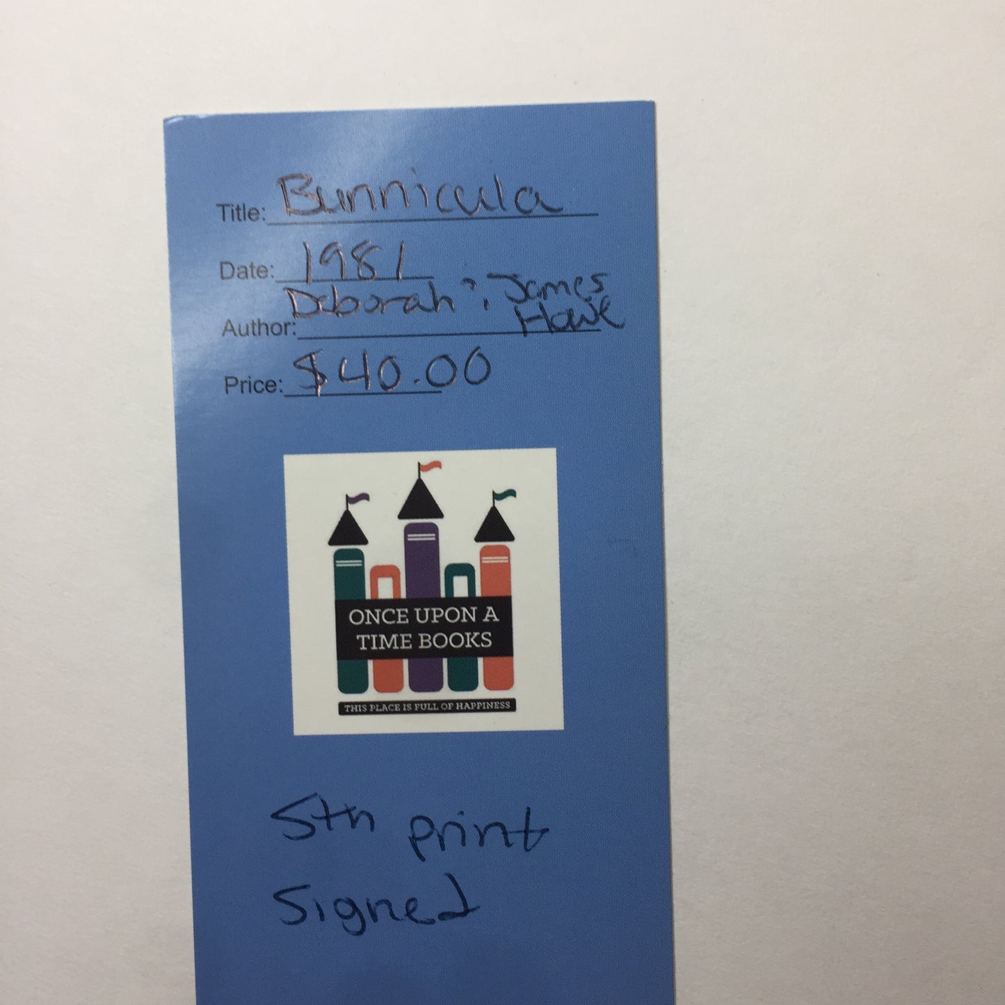 Bunnicula - Deborah and James Howe - Signed, 5th Print - 1981