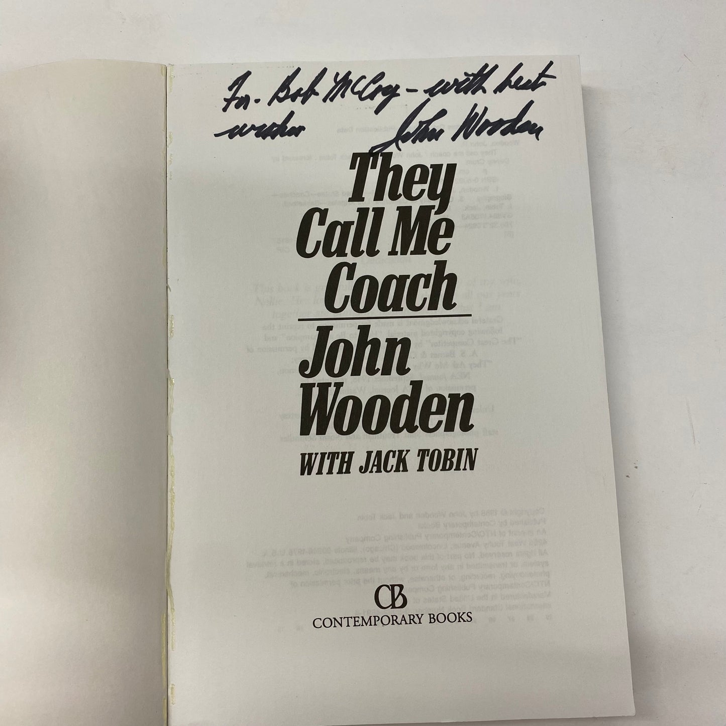 They Call Me Coach - John Wooden - Inscribed - 1988