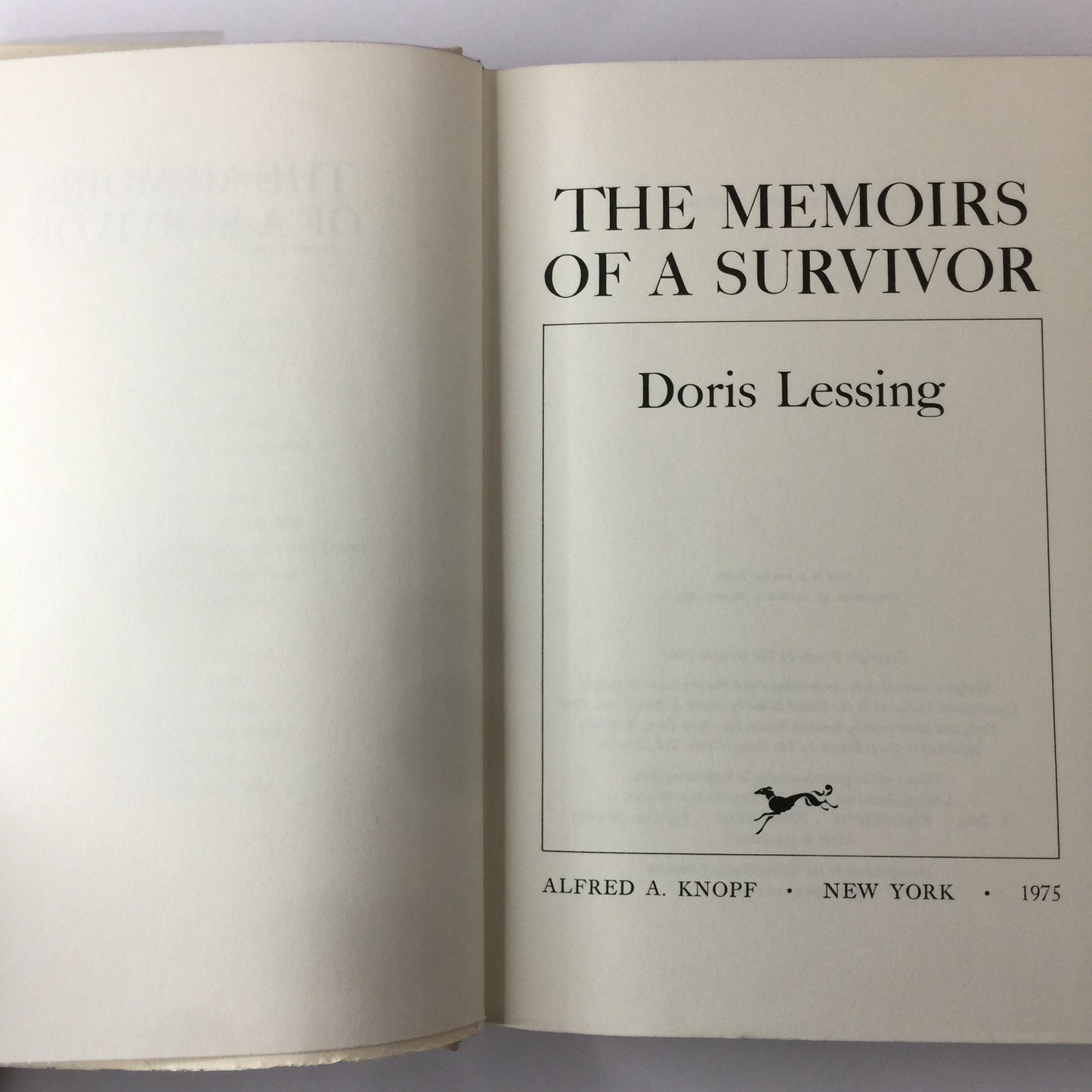 The Memoirs of a Survivor - Doris Lessing - 1st American Edition - 1974
