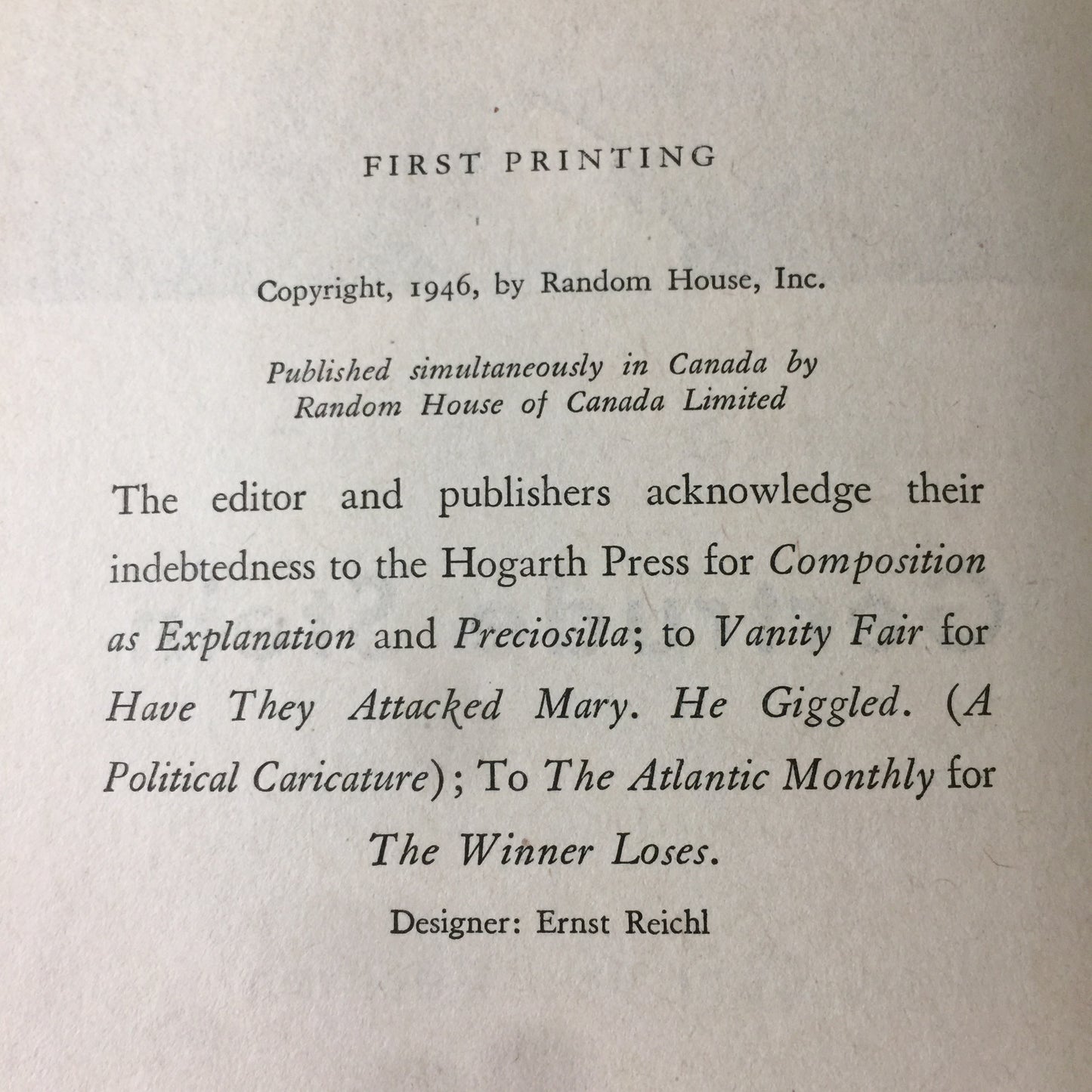 Selected Writings of Gertrude Stein - Carl Van Vechten - 1st Edition - 1946