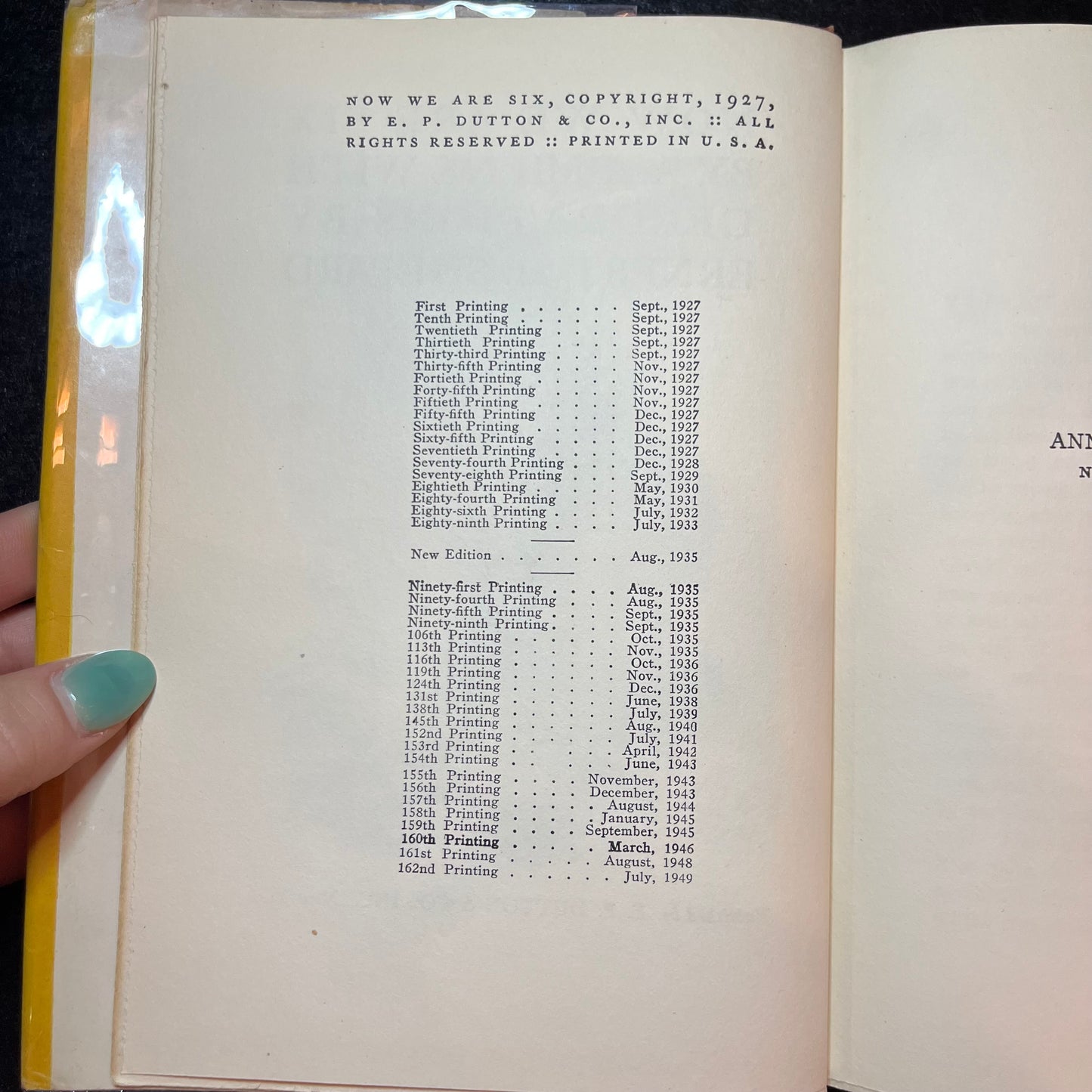 Now We Are Six - A.A. Milne - 162nd Print - 1949