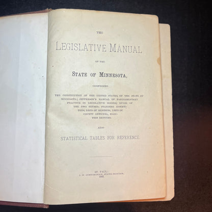 Legislative Manual for the State of Minnesota - St. Paul: J.W. Cunningham - 1883