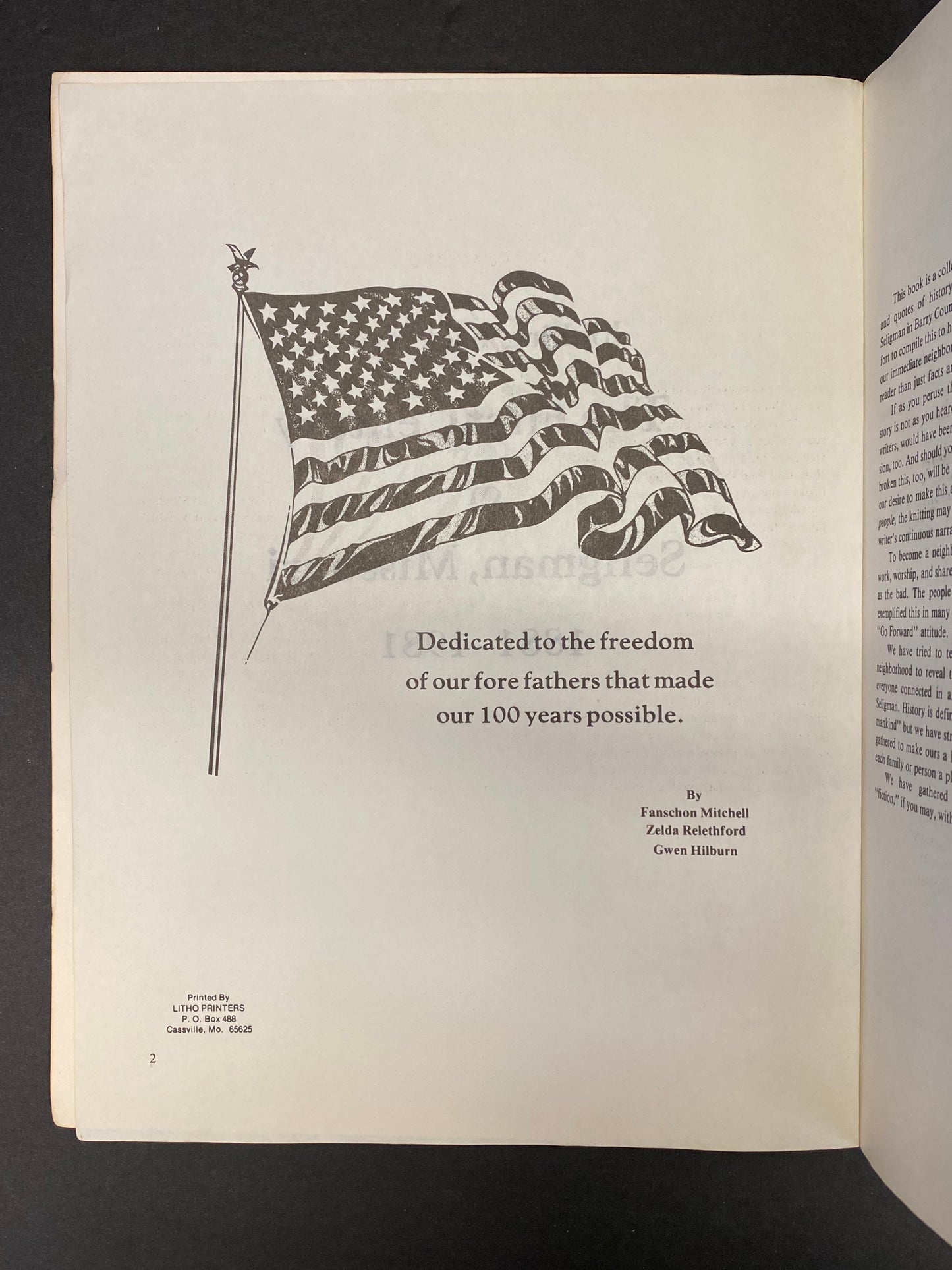 The First Century of Seligman, Missouri - Fanschon Mitchell, Zelda Relethford, and Gwen Hilburn - 1981