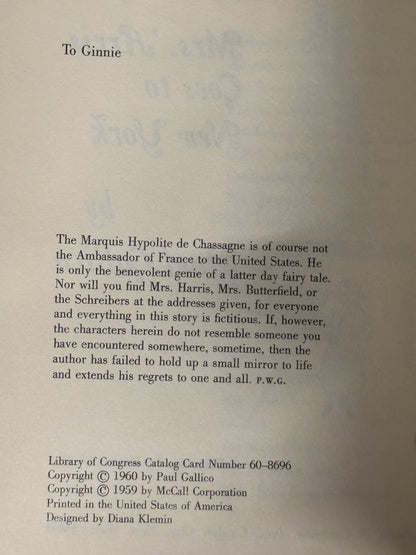 Mrs. 'arris Goes To New York - Paul Gallico - 1960