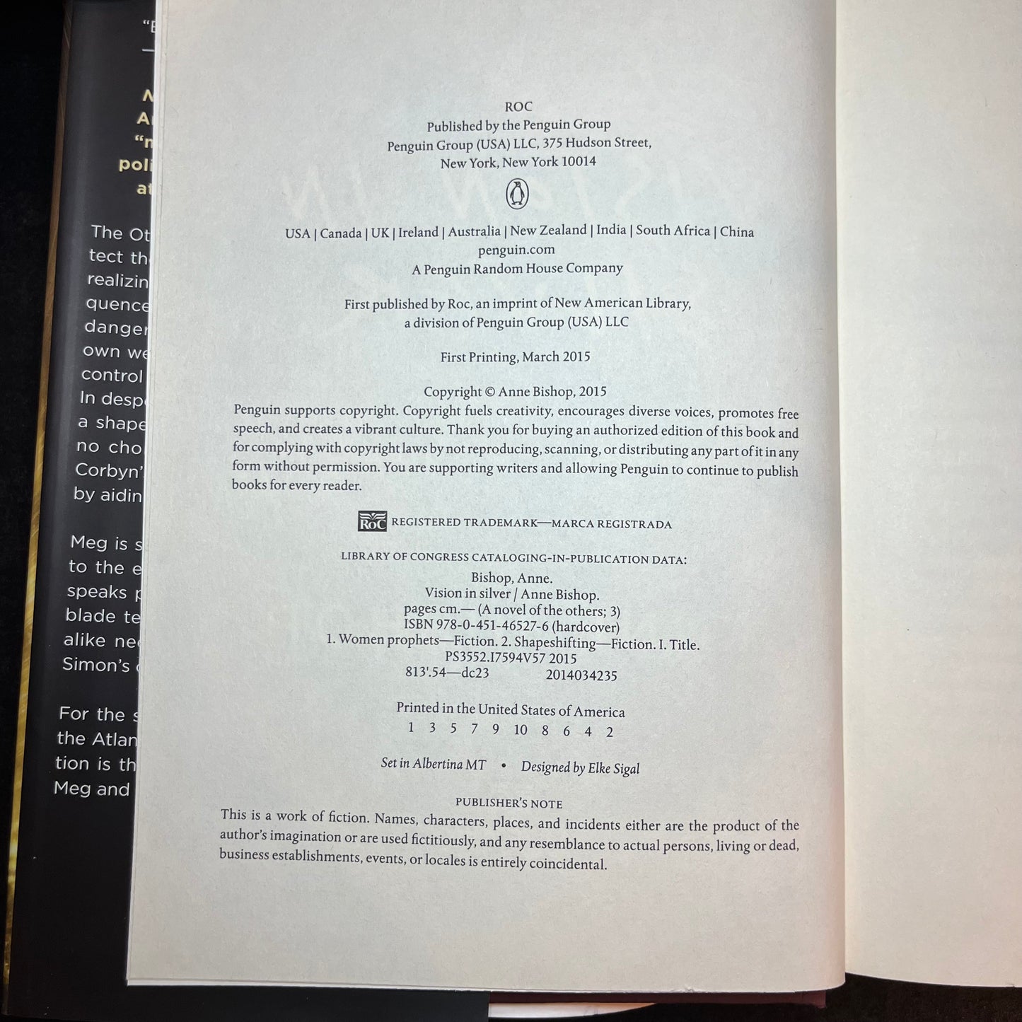 Vision in Silver - Anne Bishop - Signed Copy - 2015