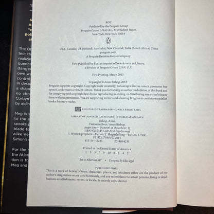 Vision in Silver - Anne Bishop - Signed Copy - 2015