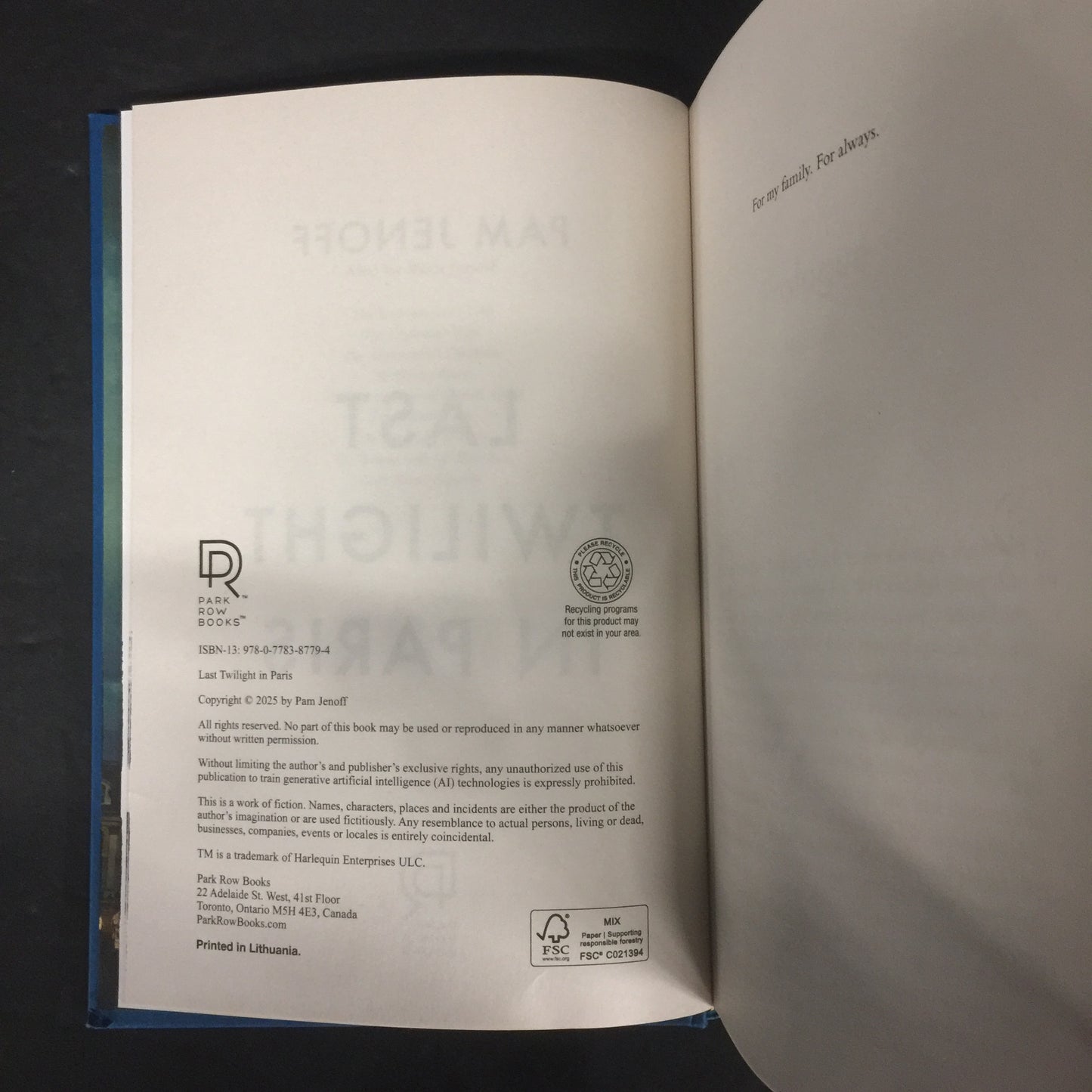 Last Twilight in Paris - Pam Jenoff - Signed - Barnes and Noble Special Edition - 2025