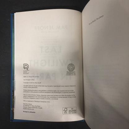 Last Twilight in Paris - Pam Jenoff - Signed - Barnes and Noble Special Edition - 2025