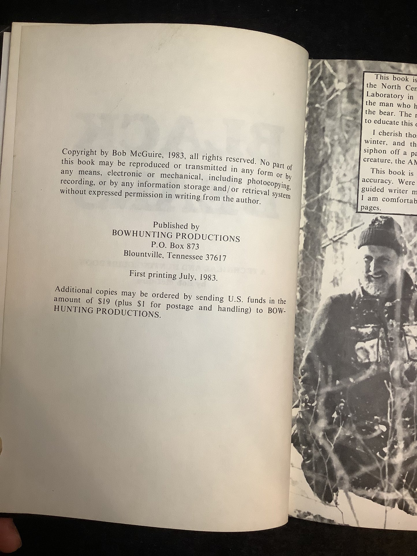 Black Bears, A Technical and Hunting Guidebook - Bob McGuire - Signed - 1983