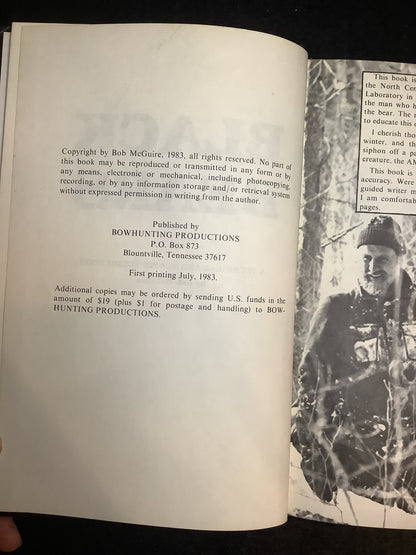 Black Bears, A Technical and Hunting Guidebook - Bob McGuire - Signed - 1983