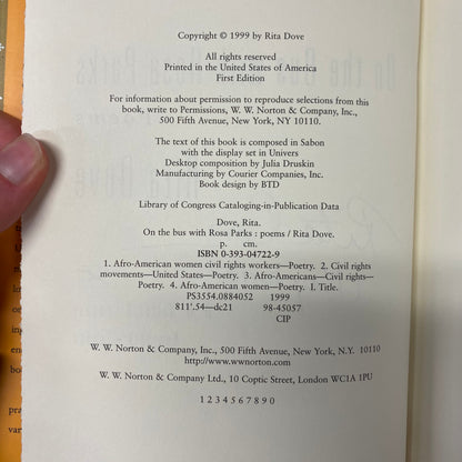 On the Bus with Rosa Parks - Rita Dove - Signed - 1st Edition - 1999
