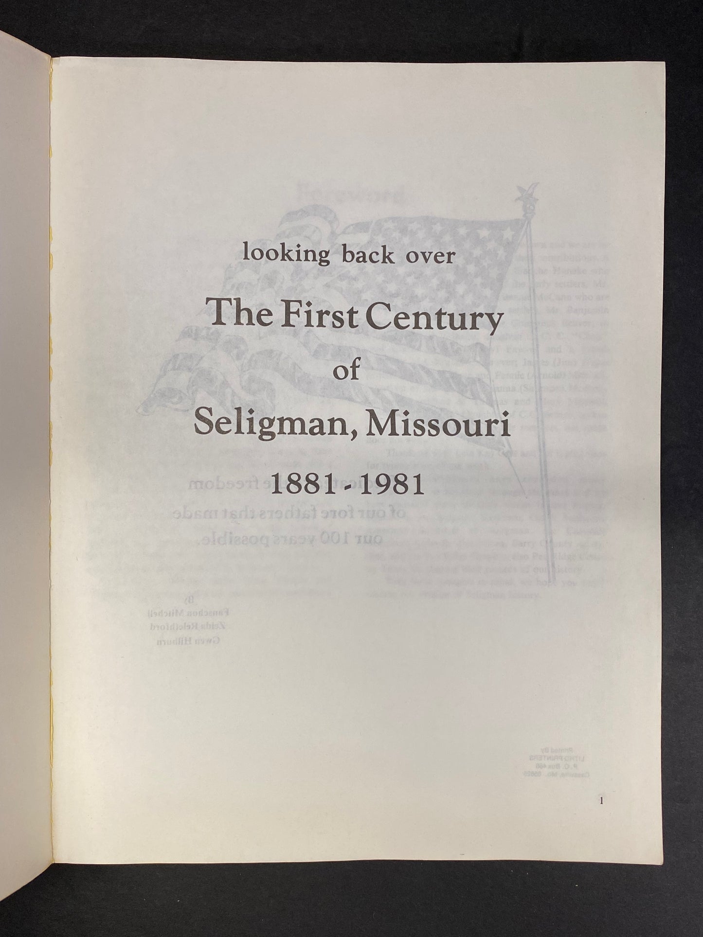The First Century of Seligman, Missouri - Fanschon Mitchell, Zelda Relethford, and Gwen Hilburn - 1981