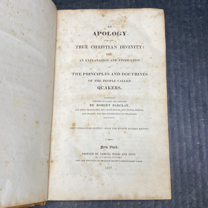 An Apology For The True Christian Divinity - Robert Barclay - 1827