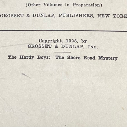 The Shore Road Mystery - Franklin W. Dixon - First Edition - Fourth Print - 1930