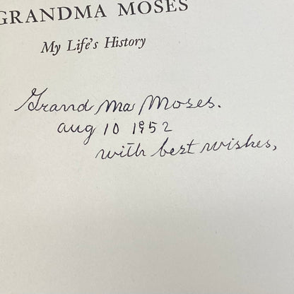 My Life's History - Grandma Moses - Signed by Author - First Edition - 1952