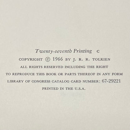 The Hobbit - J.R.R. Tolkien - Twenty-Seventh Print - 1966