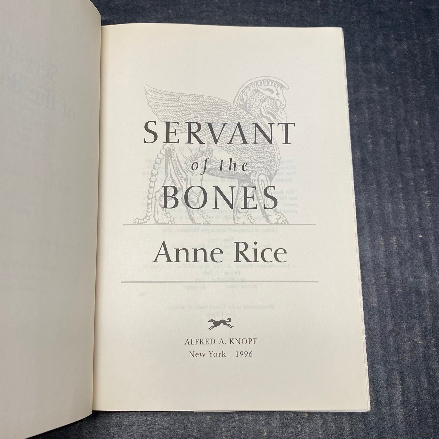 Servant of the Bones - Anne Rice - Signed by Author - First Edition - 1996