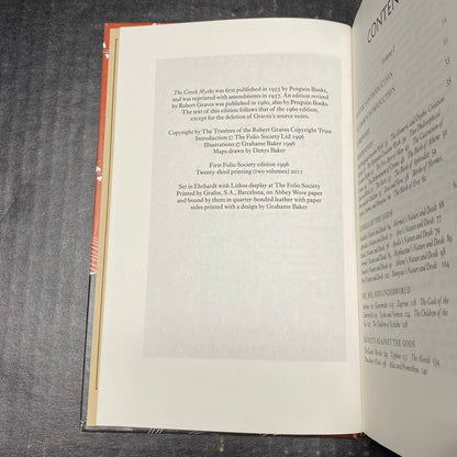 The Greek Myths I and II - Robert Graves - Twenty-Third Printing - Folio Society - 2011