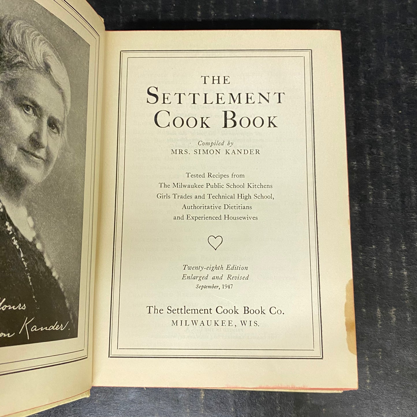 The Settlement Cook Book - Mrs. Simon Kander - Twenty - Eighth Edition - Revised - 1947