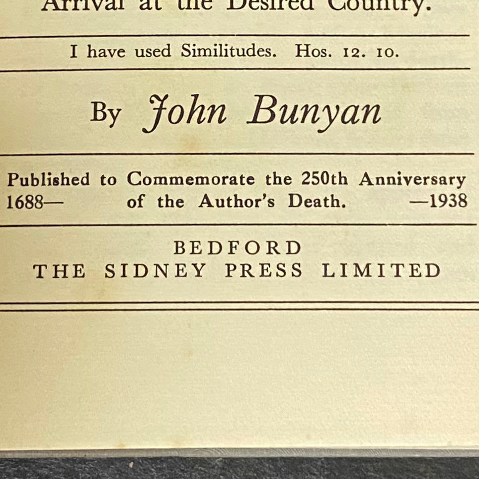 The Pilgrim's Progress - John Bunyan - Bedford Edition - 1938