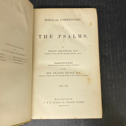Biblical Commentary On The Psalms Volume I, II, and III - Franz Delitzsch - 1871