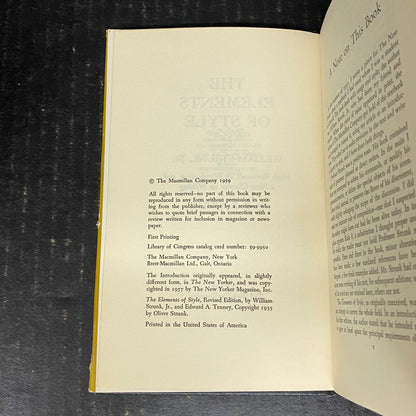 The Elements of Style - William Strunk Jr. - First Printing - 1959