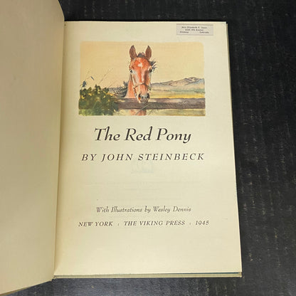 The Red Pony - John Steinbeck - First Thus Edition - 1945