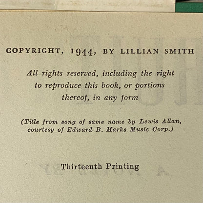 Strange Fruit - Lillian Smith - Thirteenth Printing - 1944