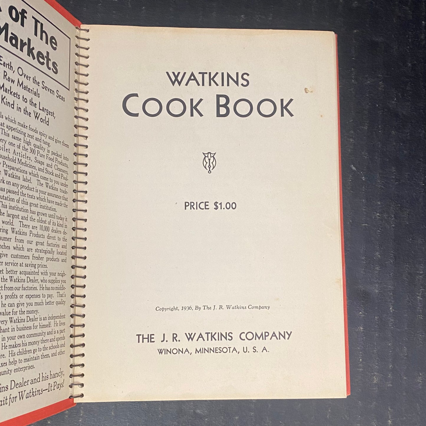 Watkins Cook Book - J. R. Watkins Company - 1936