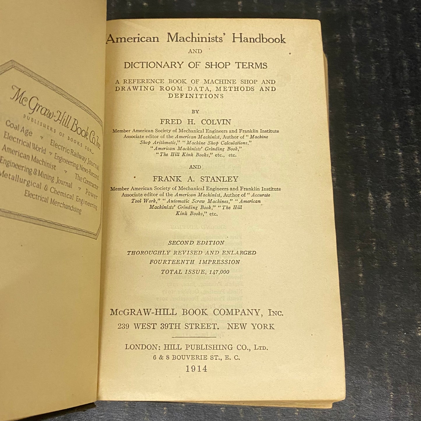 American Machinists' Handbook - Fred H. Colvin and Frank A. Stanley - Second Edition - 1914