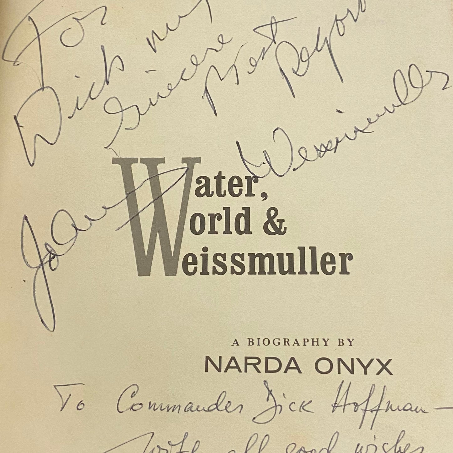 Water, World, & Weissmuller - Narda Onyx - Signed by Both Authors - 1964