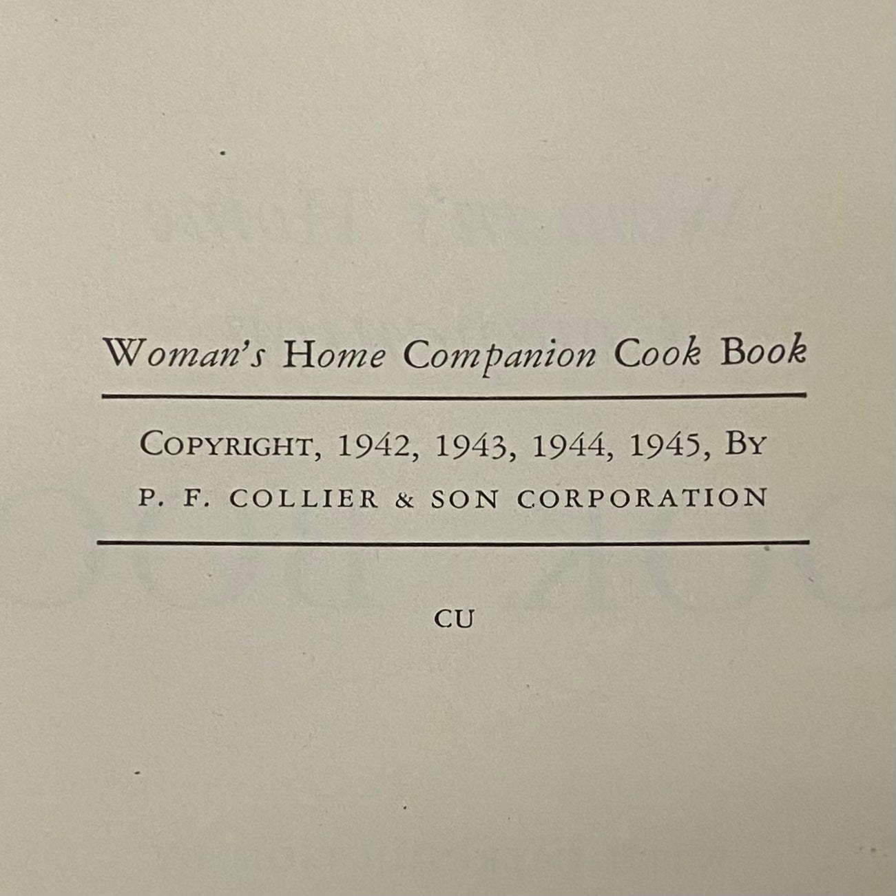 Woman's Home Companion Cook Book - P.F. Collier & Son Corporation - 1945