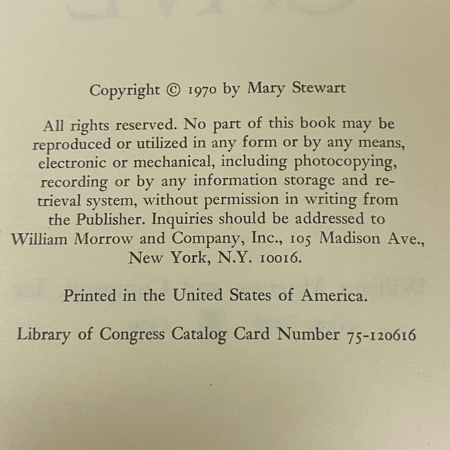 The Crystal Cave - Mary Stewart - First Edition - 1970