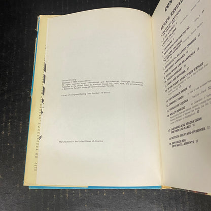 Alice's Restaurant Cookbook - Alice May Brock - Second Printing - 1969