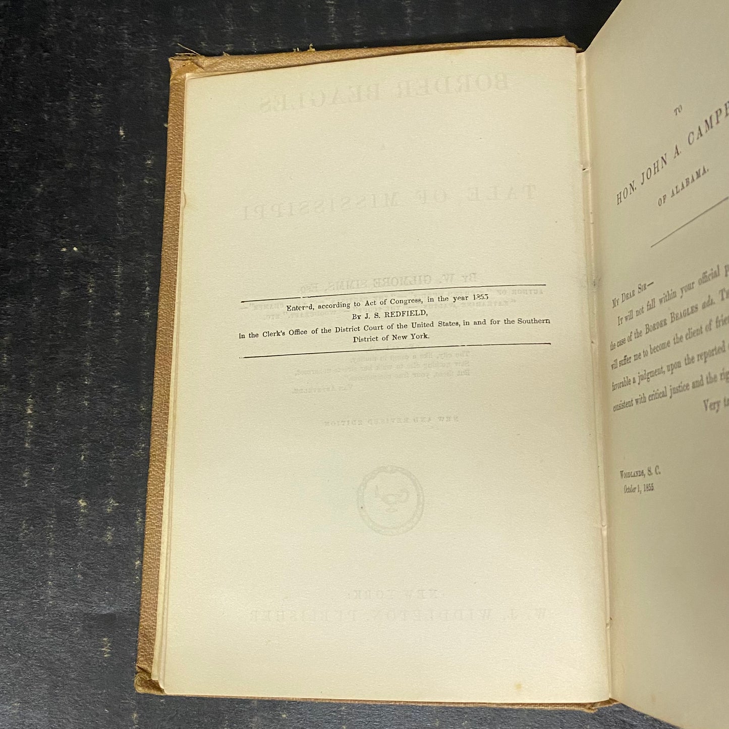 Border Beagles - W. Gilmore Simms - Revised Edition - Circa 1870